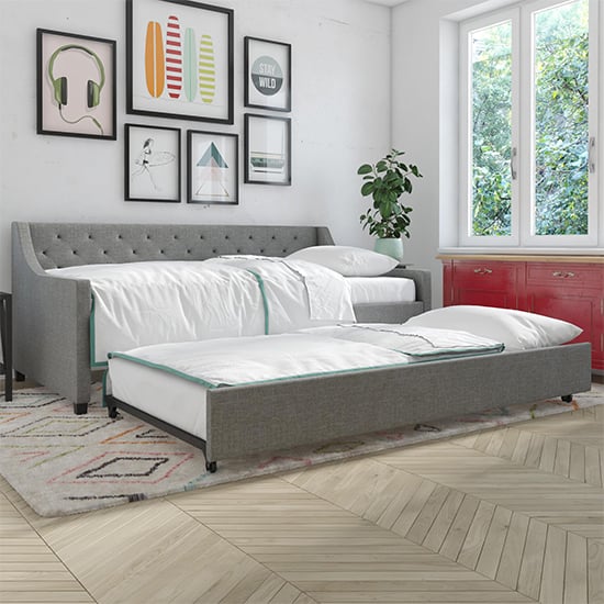 Read more about Heron linen fabric sofa bed in grey