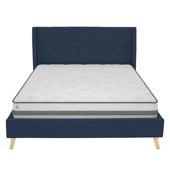 Heron Linen Fabric Double Bed In Blue