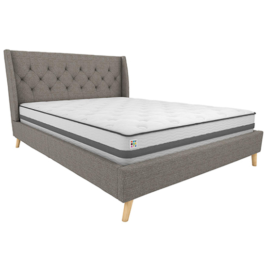 Heron Linen Fabric Double Bed In Grey