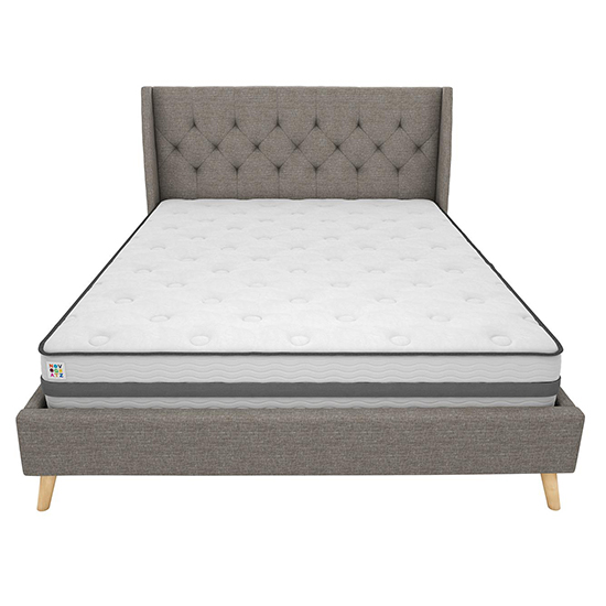 Heron Linen Fabric King Size Bed In Grey