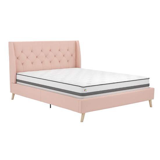Heron Linen Fabric King Size Bed In Pink