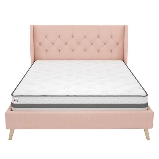 Heron Linen Fabric King Size Bed In Pink