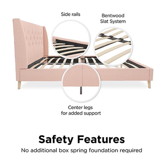 Heron Linen Fabric King Size Bed In Pink