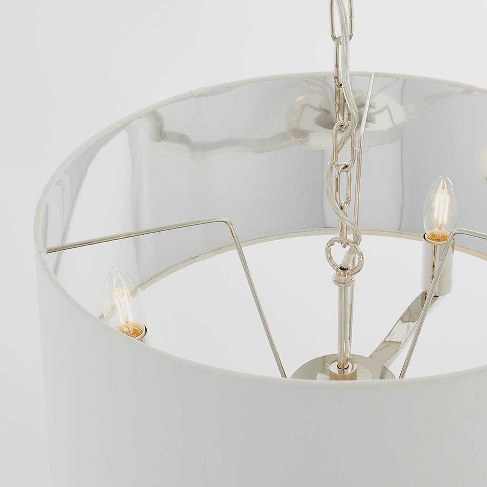 Herriman 3 Light Fabric Shade Ceiling Light In Bright Nickel