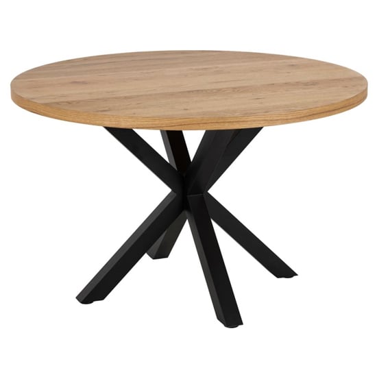 Read more about Herriman wooden dining table in wild oak with black legs