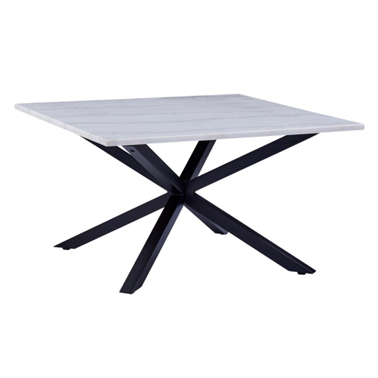Herriman Marble Coffee Table In Guangxi white With Black Legs