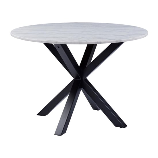 Herriman Marble Dining Table In Guangxi white With Black Legs 76354 