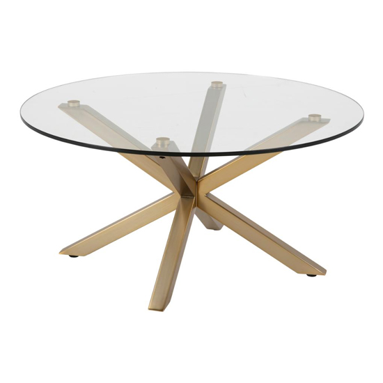 Herriman Round Clear Glass Coffee Table With Gold Legs Furniture in