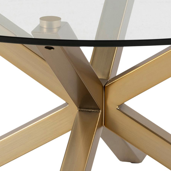 Herriman Round Clear Glass Coffee Table With Gold Legs Furniture in Fashion