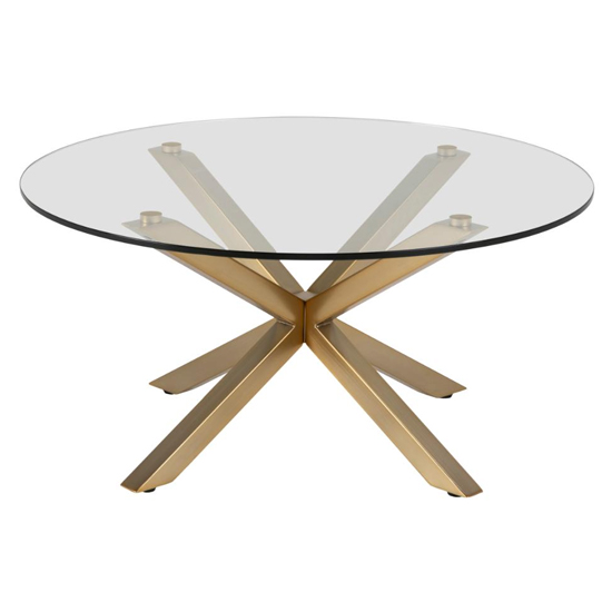 Herriman Round Clear Glass Coffee Table With Gold Legs 76368 