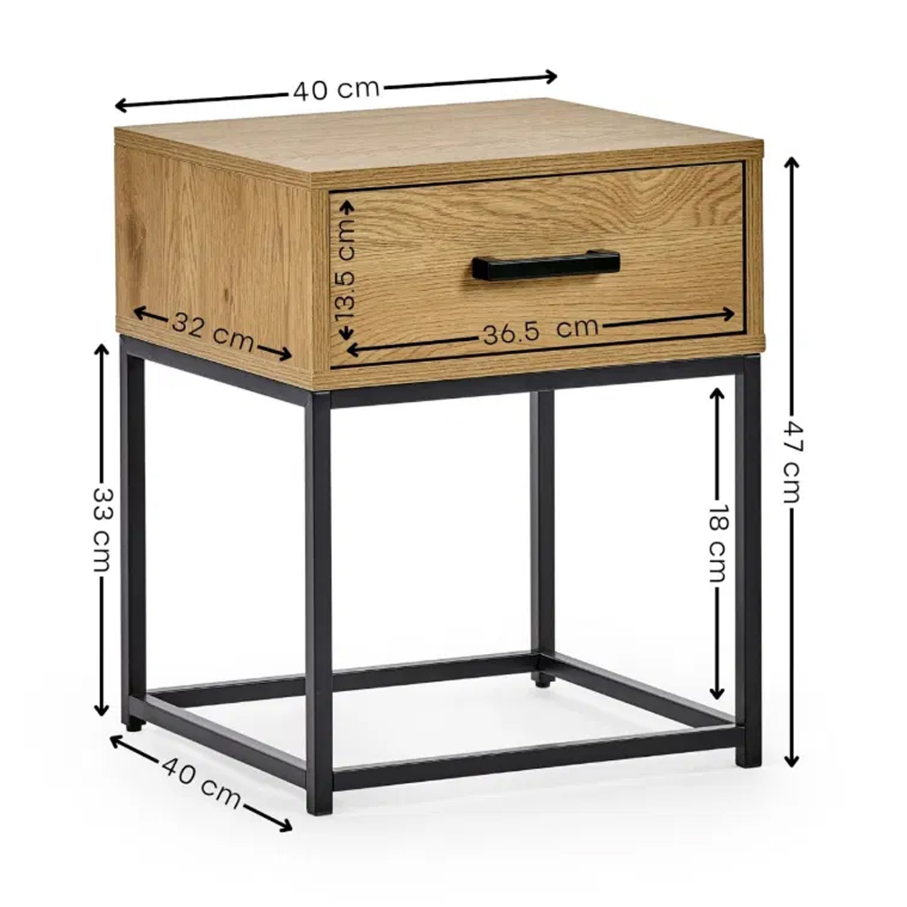 Herriman Wooden Bedside Cabinet With 1 Drawer - Brown
