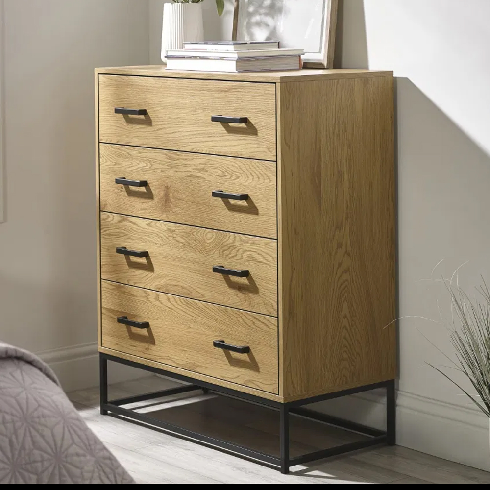 Herriman Wooden Chest Of 4 Drawers - Brown