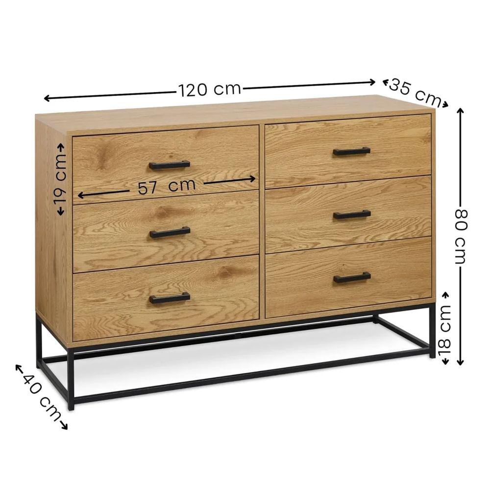 Herriman Wooden Chest Of 6 Drawers - Light Oak