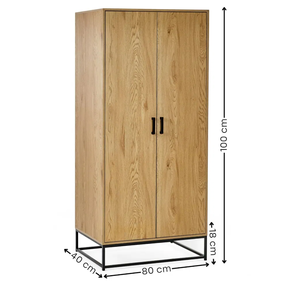 Herriman Wooden Wardrobe With 2 Doors - Brown