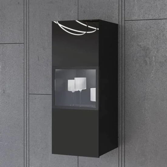 Product photograph of Herrin Display Cabinet Wall 1 Door In Black Glass Front And Led from Furniture in Fashion