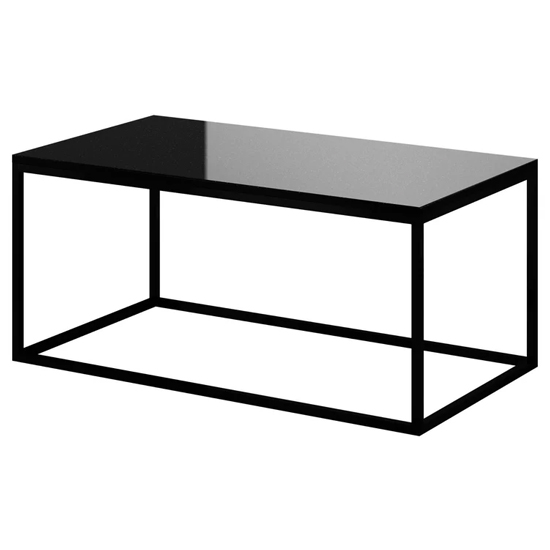 Herrin Glass Top Coffee Table In Black With Black Metal Frame