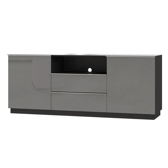 Read more about Herrin sideboard 2 doors 2 drawers in grey glass front and led