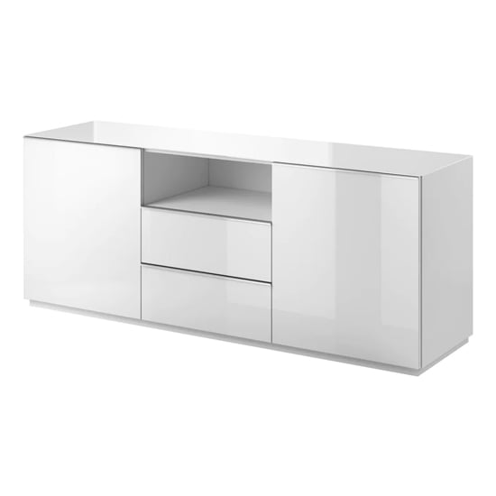Product photograph of Herrin Sideboard 2 Doors 2 Drawers In White Glass Front And Led from Furniture in Fashion