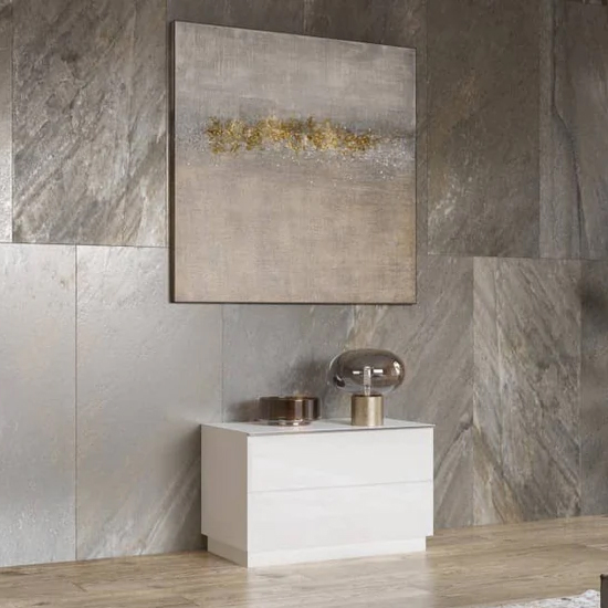 Read more about Herrin tv stand small 1 flap door in white glass fronts