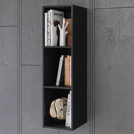 Product photograph of Herrin Wooden Bookcase Wall Hung In Matt Black from Furniture in Fashion