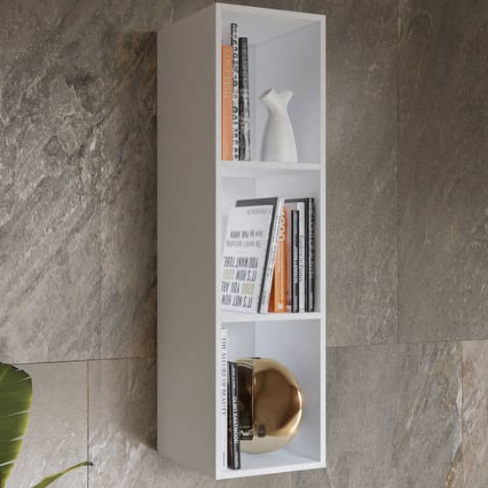 Product photograph of Herrin Wooden Bookcase Wall Hung In Matt White from Furniture in Fashion