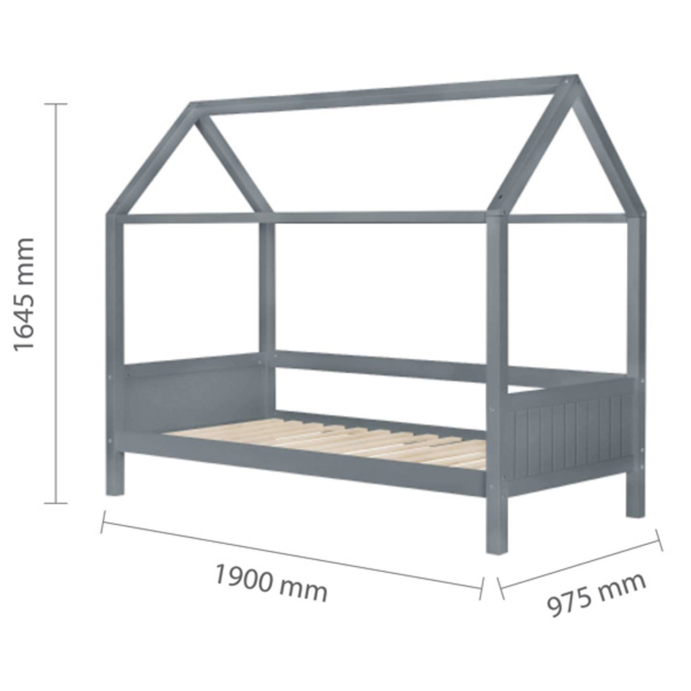 Herrin Wooden Single Bed In Grey