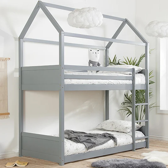 Read more about Herrin wooden single bunk bed in grey