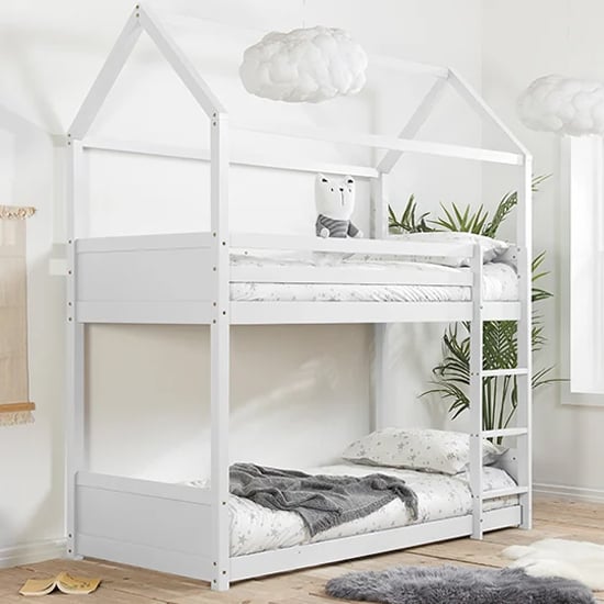 Product photograph of Herrin Wooden Single Bunk Bed In White from Furniture in Fashion