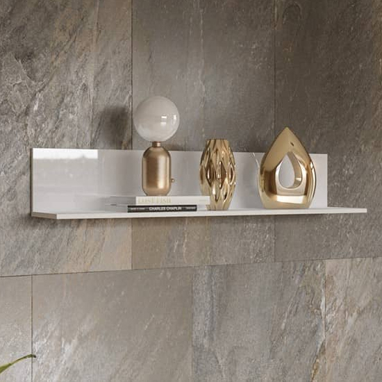 Read more about Herrin wooden wall hung shelf in white glass