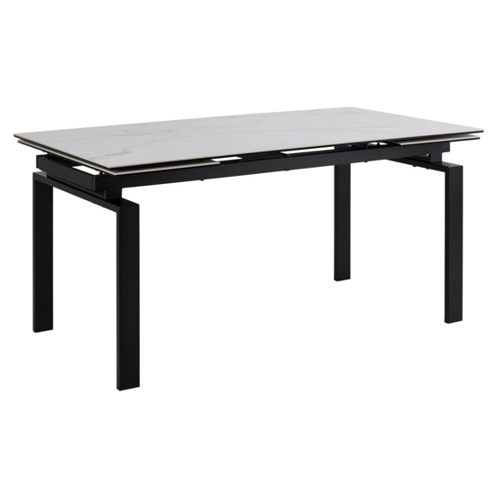 Hershey Extending 160cm Marble Dining Table In Akranes White