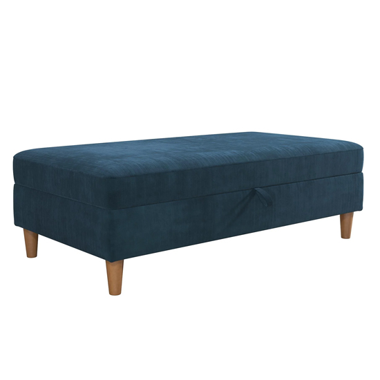 Hillsboro Chenille Fabric Storage Ottoman In Blue