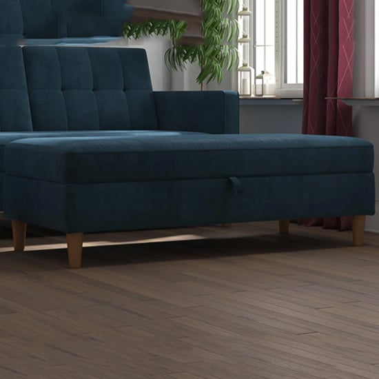 Read more about Hillsboro chenille fabric storage ottoman in blue