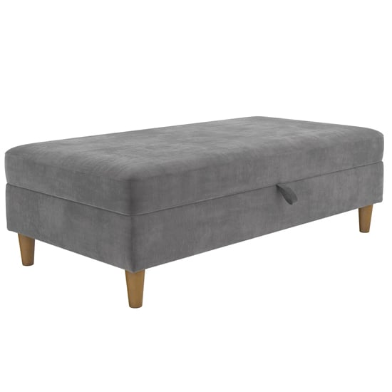Hillsboro Chenille Fabric Storage Ottoman In Grey