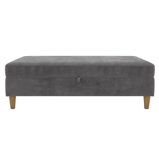 Hillsboro Chenille Fabric Storage Ottoman In Grey