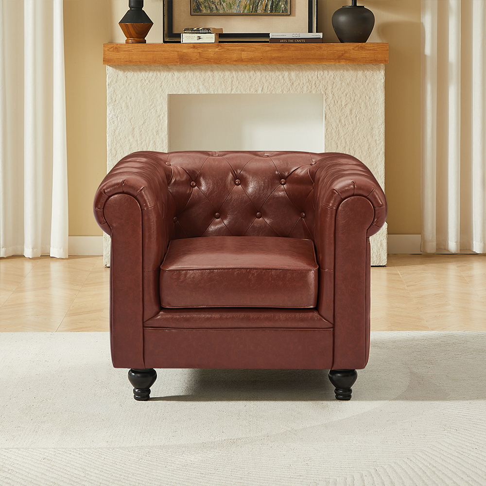 Hertford Chesterfield Faux Leather 3+2+1 Seater Sofa Set in Tan
