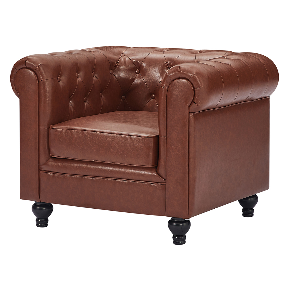 Hertford Chesterfield Faux Leather 3+2+1 Seater Sofa Set in Tan