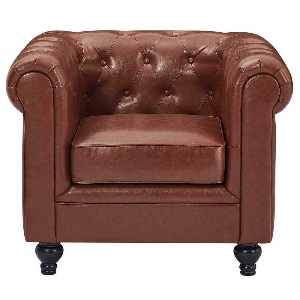 Hertford Chesterfield Faux Leather 3+2+1 Seater Sofa Set in Tan