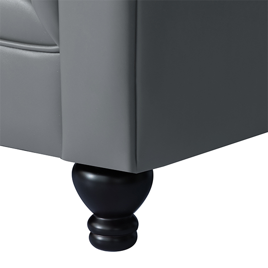 Hertford Chesterfield Faux Leather 2 Seater Sofa In Dark Grey