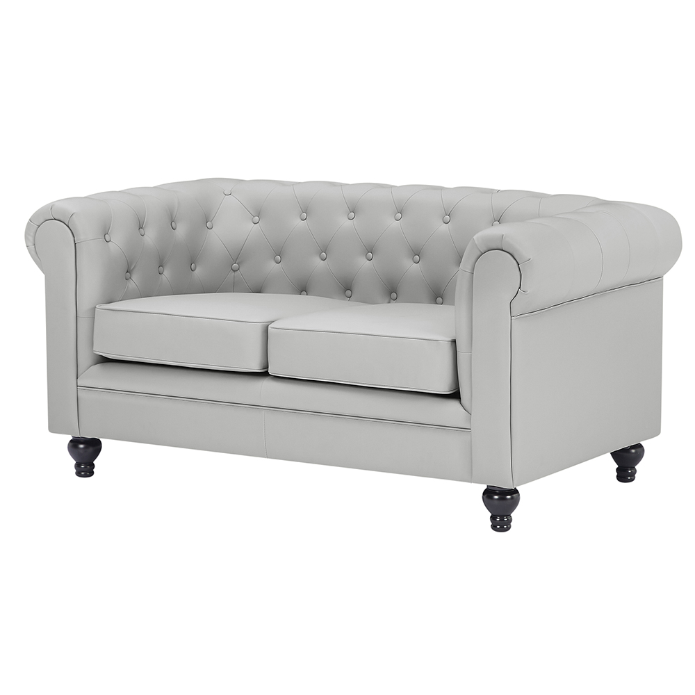 Hertford Chesterfield Faux Leather 3+2 Seater Sofa Set in Light Grey