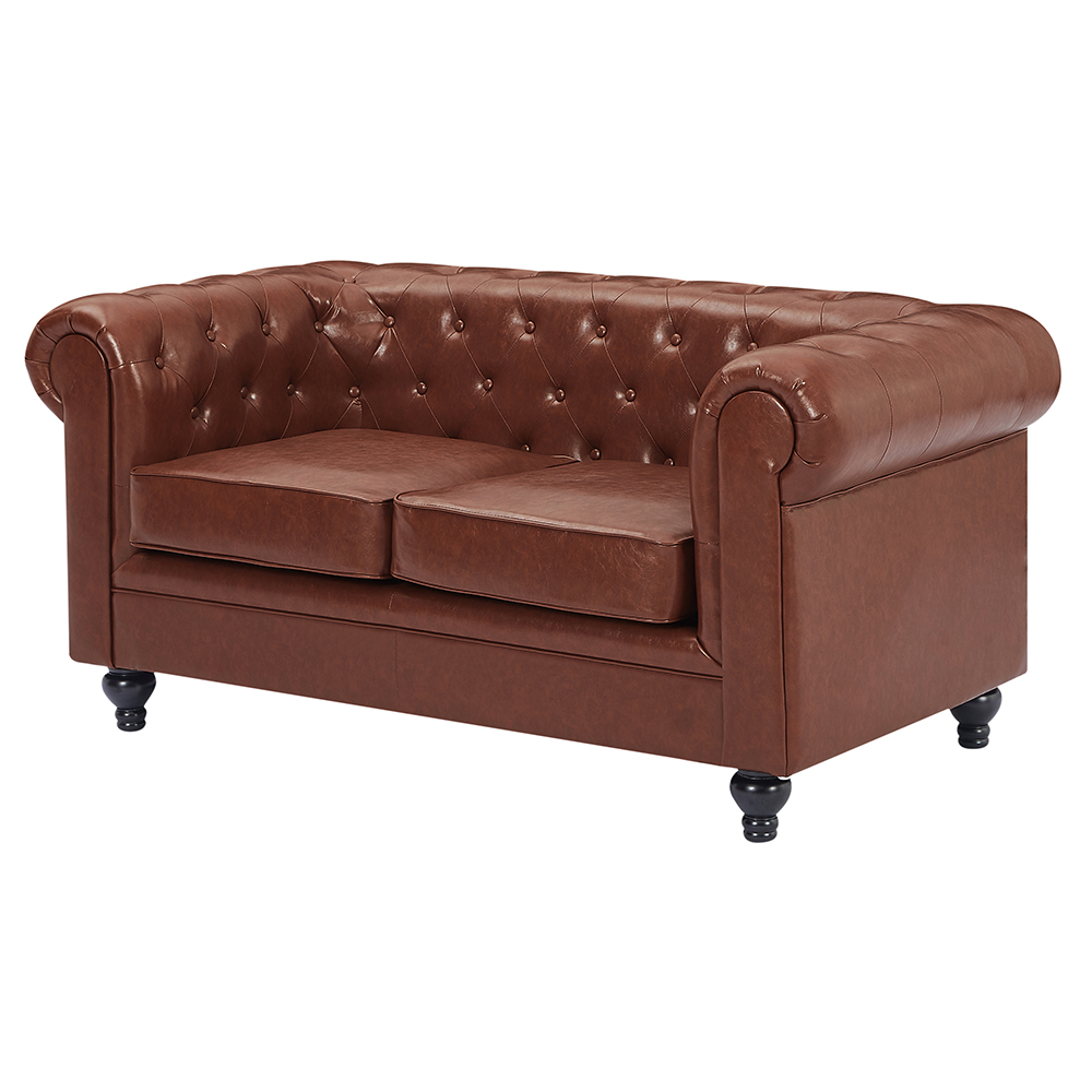 Hertford Chesterfield Faux Leather 3+2 Seater Sofa Set in Tan