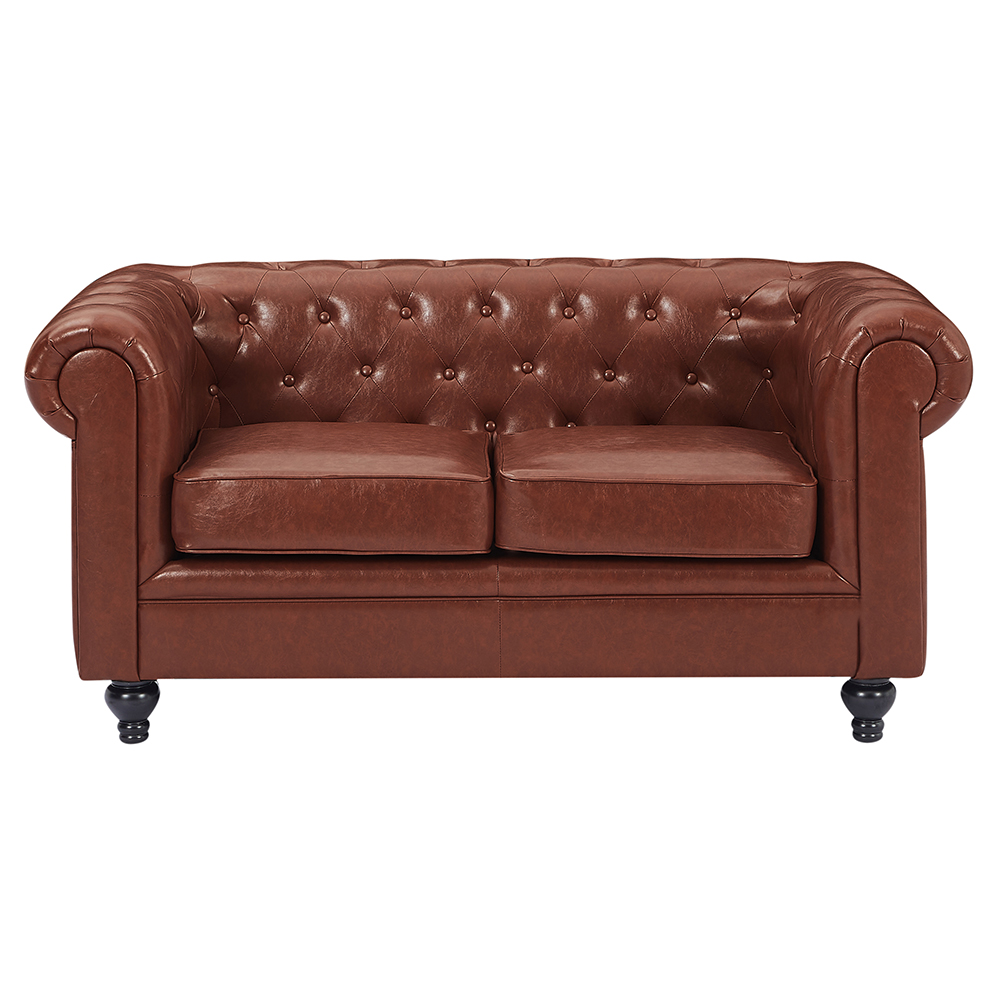Hertford Chesterfield Faux Leather 3+2 Seater Sofa Set in Tan