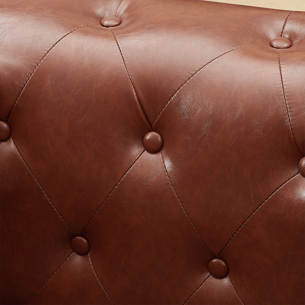 Hertford Chesterfield Faux Leather 3+2 Seater Sofa Set in Tan