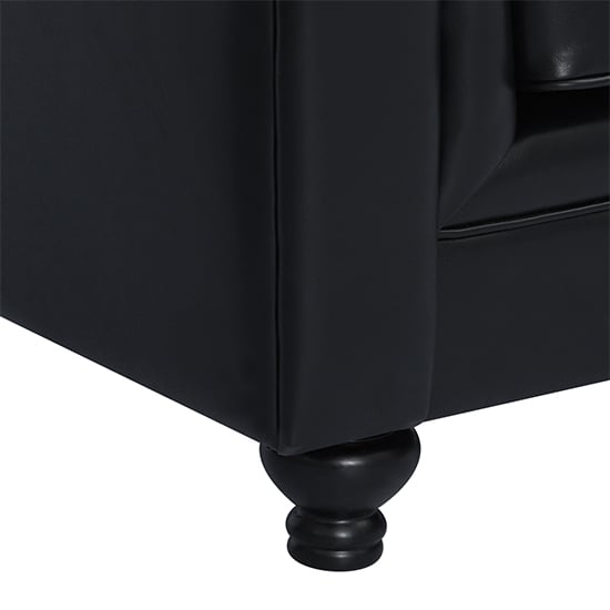 Hertford Chesterfield Faux Leather 3 Seater Sofa In Black_7