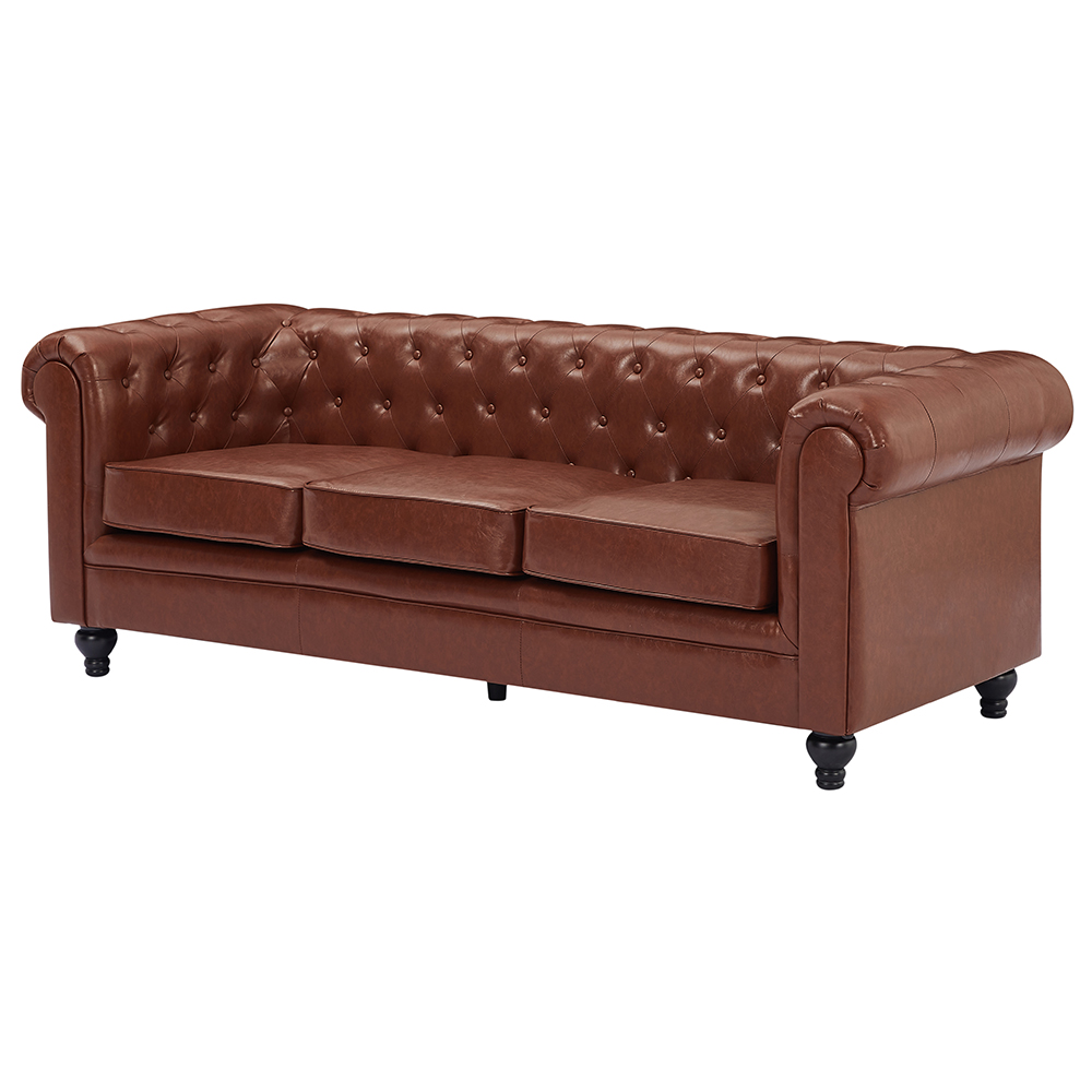 Hertford Chesterfield Faux Leather 3+2 Seater Sofa Set in Tan
