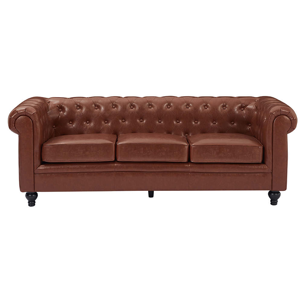 Hertford Chesterfield Faux Leather 3+2 Seater Sofa Set in Tan
