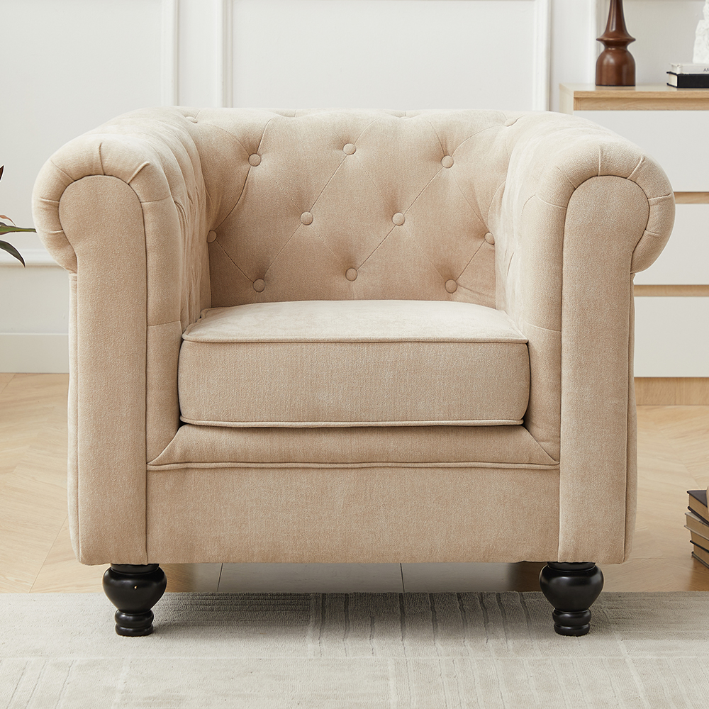 Hertford Fabric 1 Seater Sofa In Stone