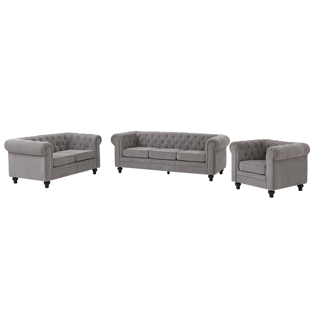 Hertford Fabric 3+2+1 Seater Sofa Set In Grey