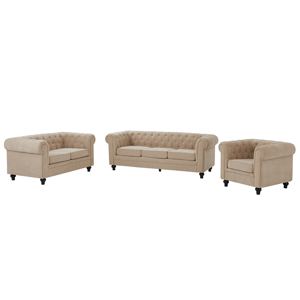 Hertford Fabric 3+2+1 Seater Sofa Set In Stone