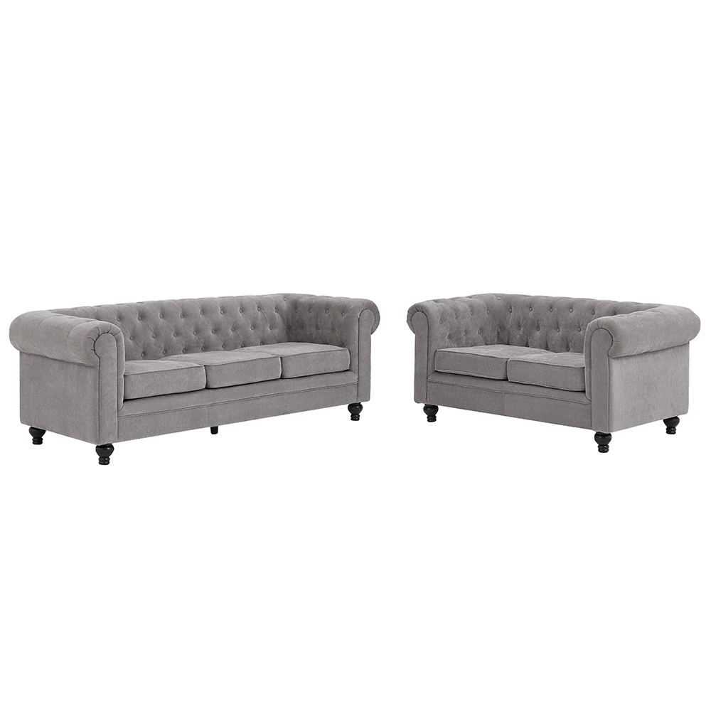 Hertford Fabric 3+2 Seater Sofa Set In Grey