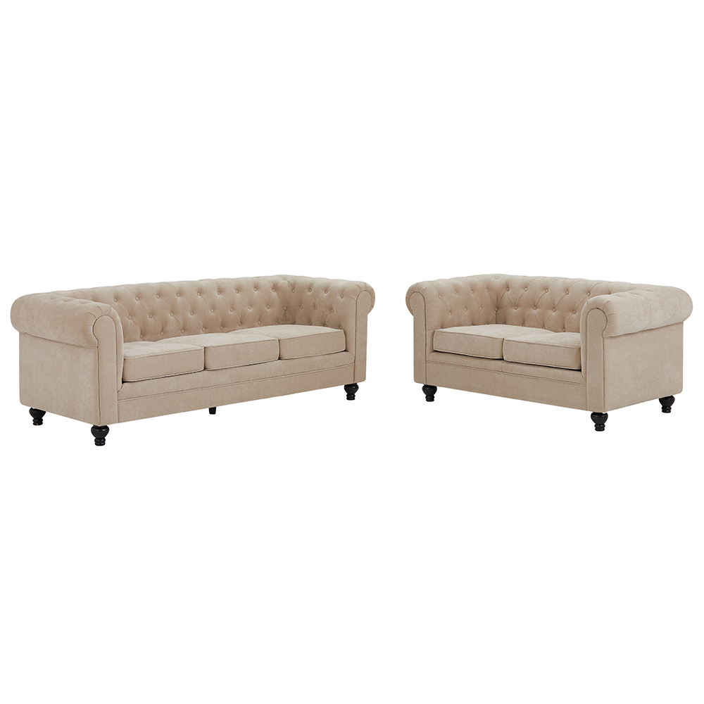 Hertford Fabric 3+2 Seater Sofa Set In Stone
